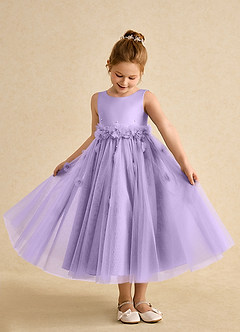 Azazie Lux vestidos de niña de las flores Vestido de Lila de Tul de Corte En A con Perla image3