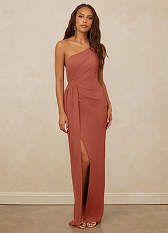 Christian Siriano Bridal for Azazie 1003 Bridesmaid Dresses Clay Sheath One Shoulder Chiffon Dress image1