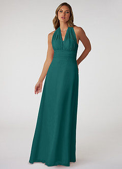 Azazie Fifi Bridesmaid Dresses Peacock A-Line Strapless Chiffon Convertible Dress image2