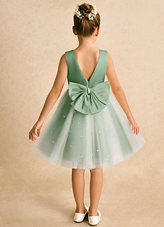 Azazie Esme Flower Girl Dresses Matcha Ball-Gown Bow Tulle Dress image1
