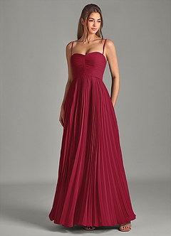 Azazie Chiana Abiti da Damigella Abito A-Line in Chiffon Senza Cinturino Borgogna image3