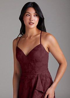 Azazie Naeem Vestidos de damas de honor Vestido de Cabernet de Devorado Floral de Corte en A image6