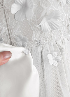 Azazie Celia Flower Girl Dresses White A-Line Lace Tulle Dress image8