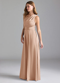 Azazie Dallas Bridesmaid Dresses English Rose A-Line One Shoulder Stretch Satin Dress image5