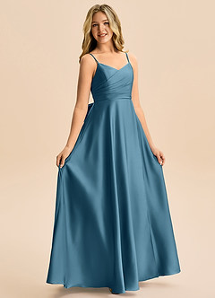 Azazie Rumi Junior Robe Trapèze en Satin extensible Plissée Bermude image5