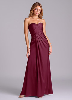 Azazie Sabrine Final Sale Mulberry A-Line Sweetheart Neckline Stretch Satin Dress image3