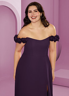 Barbie ♥ Azazie Abiti da Damigella Abito Convertibile A-Line in Chiffon a Spalla Scoperta Prugna image16