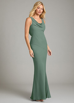 Azazie Rylina Bridesmaid Dresses Eucalyptus Mermaid Pleated Chiffon Dress image5