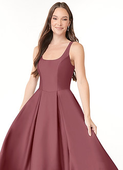 Azazie Neve Brautjungfernkleider Ballkleid mit Taschen Stretch-Satin Kleid Wüstenrose image5
