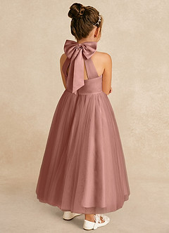 Azazie Bev Abiti da Ragazza di Fiori Abito A-Line in Tulle Convertibile Cedro Rosa image6