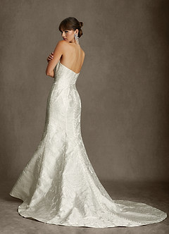 Azazie Renee Wedding Dresses Antique White Mermaid Strapless Floral Jacquard Dress image2