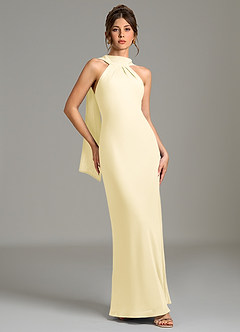Azazie Cassiana Robes de demoiselle d'honneur Robe Sirène en Mousseline de soie Plissée Sorbet Citron image3