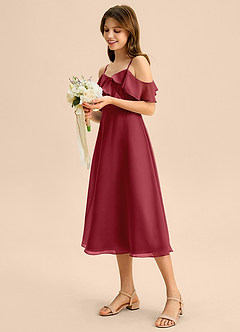 Azazie Kamilla Junior Klä av A-Line i Chiffong Av axeln image3