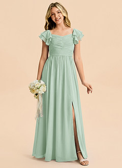 Azazie Anaya Junior Agave A-Line Sweetheart Neckline Chiffon Dress image1