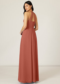 Azazie Sarah Bridesmaid Dresses Clay Empire Pleated Chiffon Dress image5