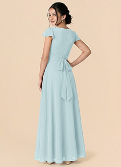 Azazie Payton Junior Sea Glass A-Line Bow Chiffon Dress image2