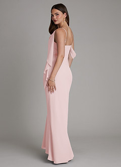 Azazie Yura Bridesmaid Dresses Blushing Pink Mermaid Off the Shoulder Chiffon Dress image6