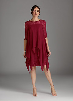 Azazie Flo Kleider für die Brautmutter A-Linie Spitze Chiffon Kleid Burgunderrot image1
