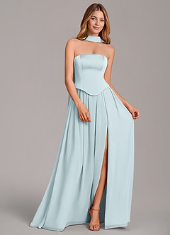 Azazie Cadence Brautjungfernkleider Wandelbar A-Linie Korsett Stretch-Satin Kleid Nebel image3