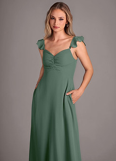 Azazie Kaylyn Robes de demoiselle d'honneur Robe Trapèze en Mousseline de soie Rayé Eucalyptus image2