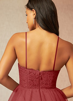 Azazie Roni Bridesmaid Dresses Rust A-Line Sweetheart Neckline Tulle Convertible Dress image6