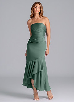 Azazie Danie Jurken voor bruidsmeisjes Jurk van Chiffon met Kolom Strapless Eucalyptus image5