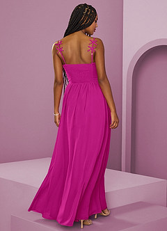 Barbie ♥ Azazie Abiti da Damigella Abito A-Line in Chiffon Plissettato Fucsia image14