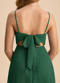 Azazie Shale Junior Robe Trapèze en Mousseline de soie Arc Vert Foncé image7