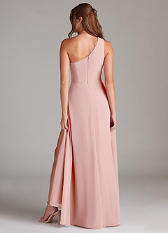 Azazie Brooke Bridesmaid Dresses Powder Pink A-Line One Shoulder Chiffon Dress image6