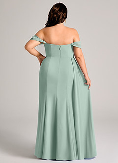Azazie Amyra Bridesmaid Dresses Agave Sheath Off the Shoulder Chiffon Convertible Dress image14