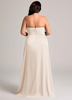 Azazie Wren Vestidos de damas de honor Vestido de Alabastro Blanco de Satén Elástico de Corte en A Convertible con Sin tirantes image9