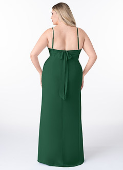 Azazie Mai Abiti da Damigella Abito Tubino in Chiffon Plissettato Verde Scuro image8