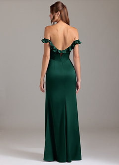 Azazie Callie Robes de demoiselle d'honneur Robe Trapèze Convertible en Satin extensible Rayé émeraude image7