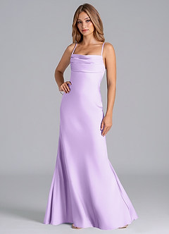 Azazie Seema Abiti da Damigella Abito Sirena in Raso Elasticizzato Corsetto Lilla image5