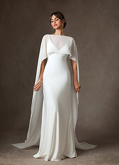 Azazie Caity Wedding Dresses Diamond White Fit and Flare Crepe Back Satin Dress image5