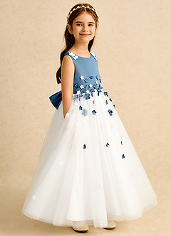 Azazie Eleni Flower Girl Dresses Ivory Bermuda Ball-Gown Bow Tulle Dress image3