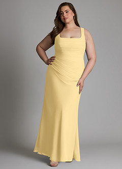 Azazie Agustina 신부 들러리 드레스 인어 코르셋 쉬폰 바닥 길이 드레스 image10