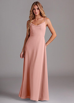 Azazie Daenerys Bridesmaid Dresses Rosette A-Line Cowl Chiffon Dress image1