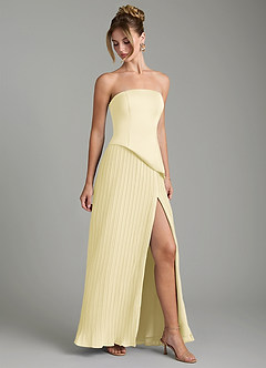 Azazie Tierney Bridesmaid Dresses Lemon Sorbet A-Line Strapless Chiffon Convertible Dress image6