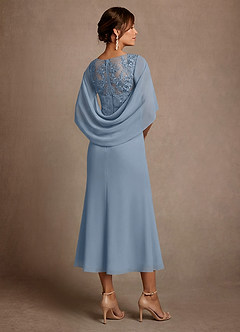 Azazie Forums Mother of the Bride Dresses Dusty Blue A-Line Lace Dress image2