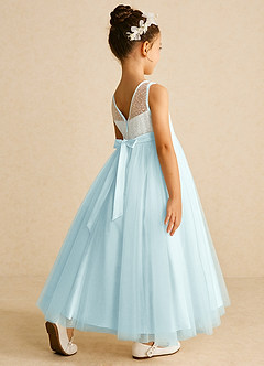 Azazie Tay Flower Girl Dresses Sea Glass A-Line Sequins Tulle Dress image5