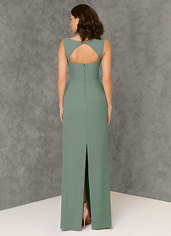 Azazie Flori Bridesmaid Dresses Silver Sage Sheath Square Neckline Chiffon Dress image2