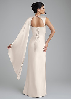 Azazie Taj Robes de demoiselle d'honneur Robe Sirène en Satin extensible Corset Albâtre Blanc image2
