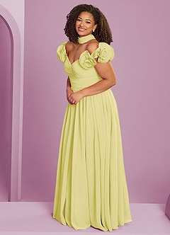 Barbie ♥ Azazie Bridesmaid Dresses Lemon Sorbet A-Line Off the Shoulder Chiffon Convertible Dress image14