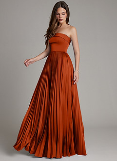 Azazie Mariana Brautjungfernkleider Eine Linie Plissee Stretch-Satin Kleid Paprika image7