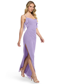 Azazie Jasmine Brautjungfernkleider Etui Seitliche Cut-Outs Chiffon Kleid Flieder image3