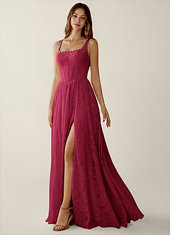 Megan Merlot Lace A-line Prom Dress image5