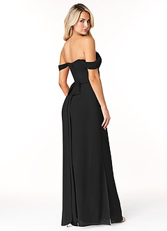 Azazie Joretta Robes de demoiselle d'honneur Robe Trapèze Convertible en Mousseline de soie Encolure en Forme de Cœur Noir image5