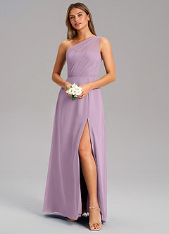 Azazie Phaedra Bridesmaid Dresses Wisteria A-Line One Shoulder Chiffon Dress image4