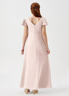 Azazie Soren Junior Abito A-Line in Raso Elasticizzato Increspato Rosa Rossore image2